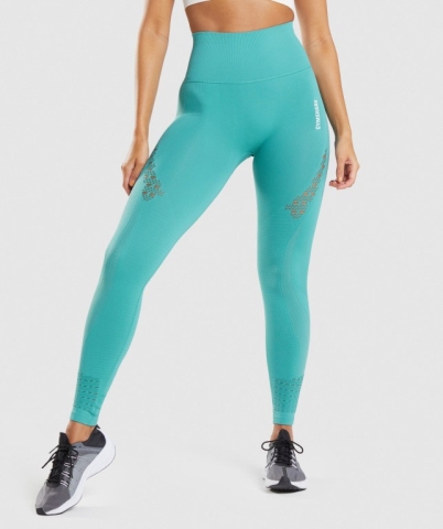 Gymshark Energy Seamless High Waisted Women's Leggings Turquoise | UAE-92IGJU