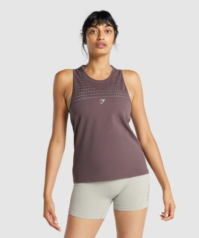 Gymshark Energy Seamless Loose Women's Tank Tops Brown | UAE-85WMPF