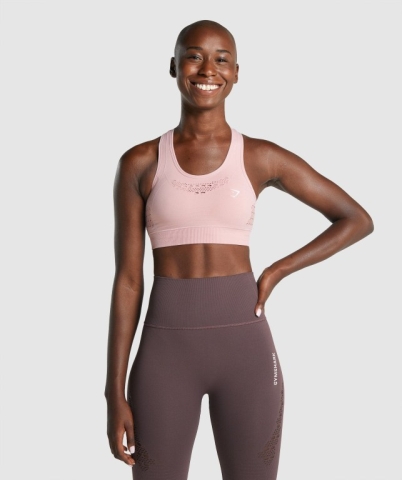 Gymshark Energy Seamless Women's Sports Bra Light Pink | UAE-35XDWP