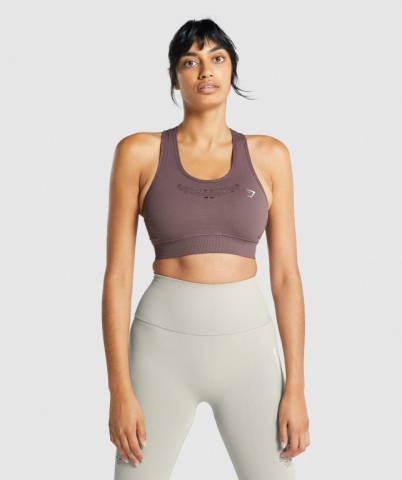 Gymshark Energy Seamless Women's Sports Bra Brown | UAE-74VUFQ