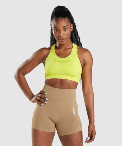 Gymshark Energy Seamless Women's Sports Bra Yellow | UAE-81VJYX