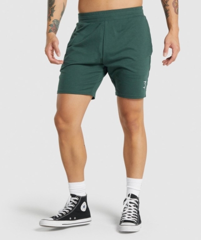 Gymshark Essential 7” Men's Shorts Dark Green | UAE-14HPND