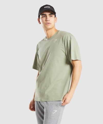 Gymshark Essential Oversized Men's T Shirts Light Green | UAE-78SFJG