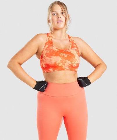 Gymshark Essential Racer Back Training Women's Sports Bra Orange Camo | UAE-68PTCB