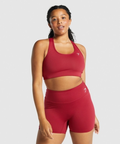 Gymshark Essential Racer Back Training Women's Sports Bra Burgundy | UAE-78GHAM