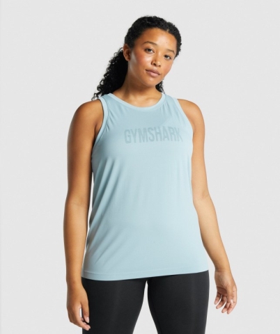 Gymshark Fit Seamless Loose Women's Tank Tops Blue | UAE-35GAHR