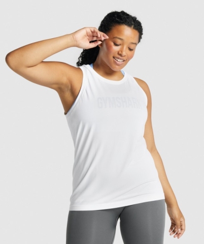 Gymshark Fit Seamless Loose Women's Tank Tops White | UAE-86SIYV