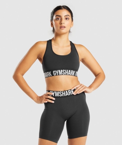 Gymshark Fit Seamless Women's Sports Bra Black / White | UAE-01TSAJ