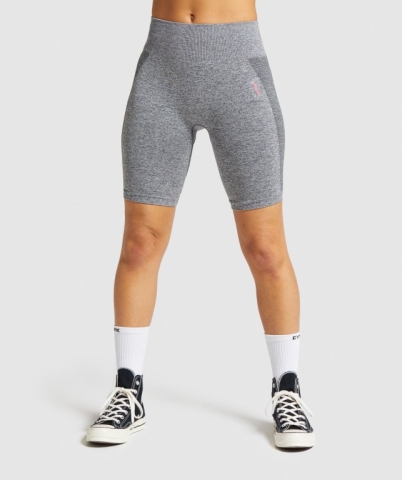 Gymshark Flex Cycling Women's Shorts Grey / Pink | UAE-34IKQW