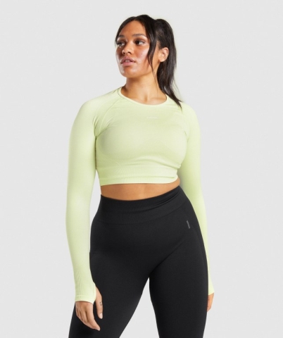 Gymshark Flex Sports Crop Top Women's Sweatshirts Light Green | UAE-26EOMV