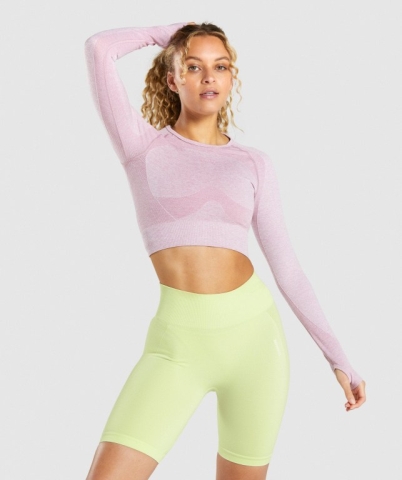 Gymshark Flex Sports Crop Top Women's Sweatshirts Light Purple | UAE-93XUSC