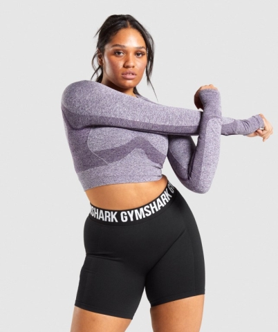 Gymshark Flex Sports Crop Top Women's T Shirts Purple | UAE-29JRID