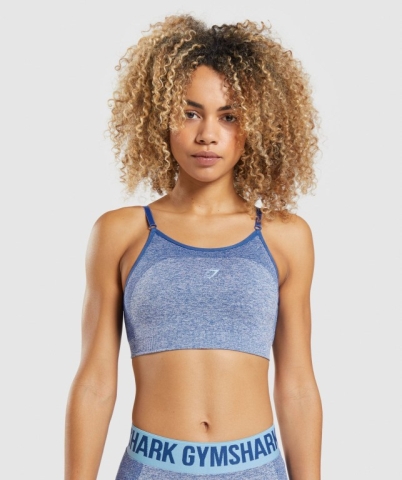 Gymshark Flex Strappy Women's Sports Bra Blue | UAE-49XCWF