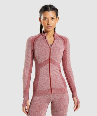 Gymshark Flex Zip Through Women's Jackets Burgundy | UAE-01IQMT