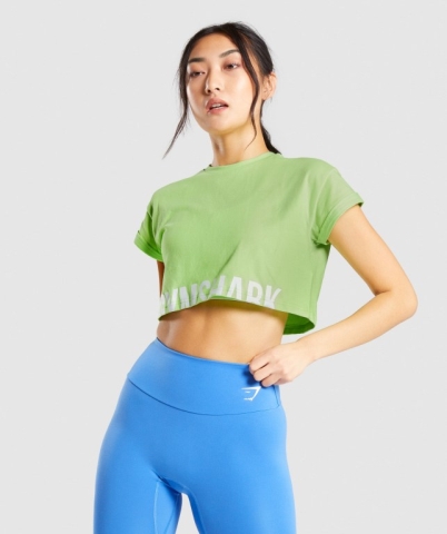 Gymshark Fraction Crop Top Women's T Shirts Green | UAE-09XWGN