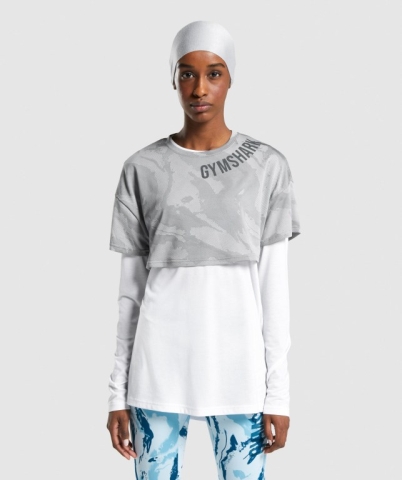 Gymshark GS Power Crop Top Women's Sweatshirts Grey | UAE-02OAZK