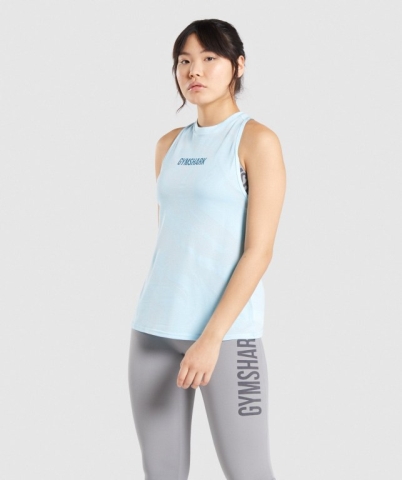 Gymshark GS Power Women's Tank Tops Light Blue | UAE-64SUAN