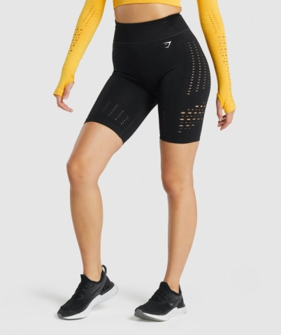 Gymshark Glow Seamless Women's Shorts Black | UAE-15QPZK