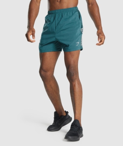 Gymshark Graphic Sport Men's Shorts Turquoise | UAE-54DBVC