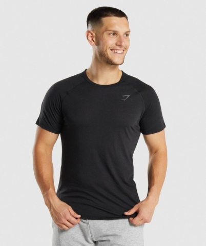 Gymshark Hyper Power Men's T Shirts Black | UAE-08TXAO