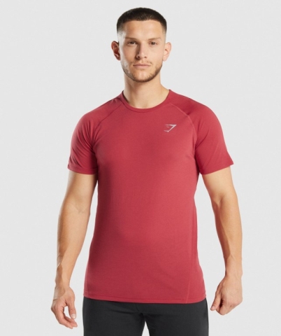 Gymshark Hyper Power Men's T Shirts Red | UAE-57XADT