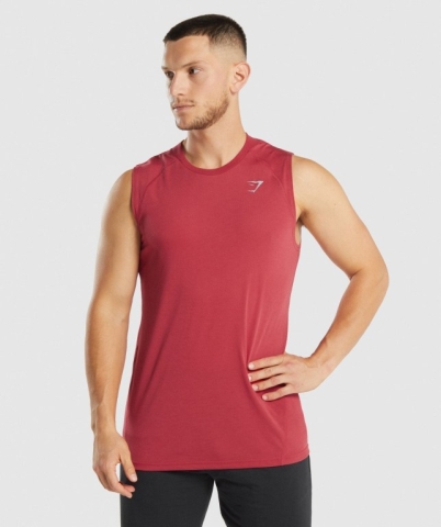 Gymshark Hyper Power Men's Tank Tops Red | UAE-36NXED