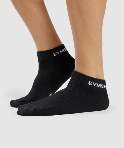 Gymshark Jacquard Quarter 3pk Men's Socks Black | UAE-75FZVI