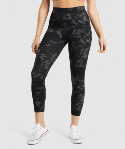 Gymshark KK Fit 7/8 High Waisted Women's Leggings Black Camo | UAE-08ZQNA