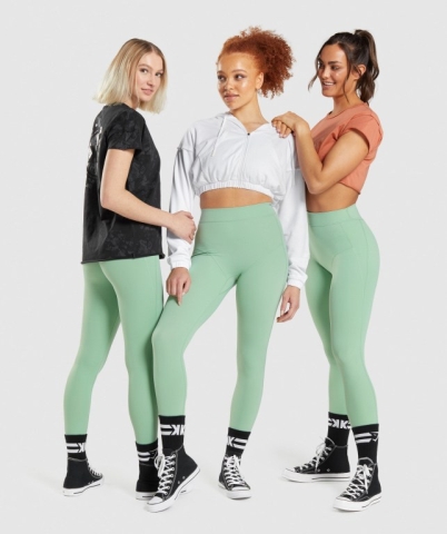 Gymshark KK Fit 7/8 High Waisted Women's Leggings Green | UAE-28MZHJ