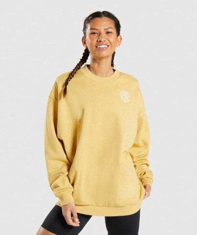 Gymshark Legacy Graphic Sweatshirt Women's Hoodies Yellow | UAE-03NWHB