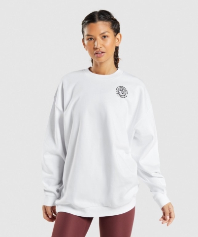 Gymshark Legacy Graphic Sweatshirt Women's Hoodies White | UAE-18YDMT