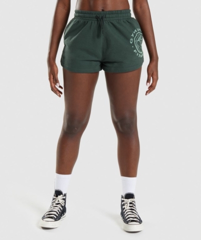 Gymshark Legacy Graphic Women's Shorts Dark Green | UAE-61EPXY