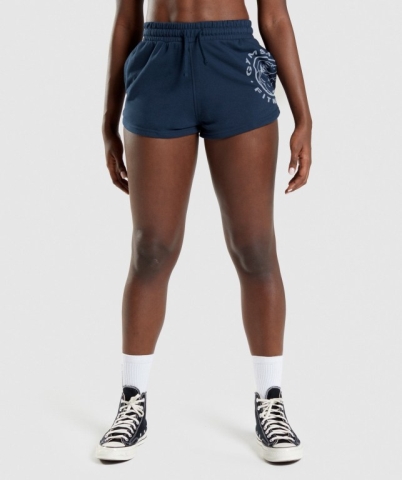 Gymshark Legacy Graphic Women's Shorts Navy | UAE-96HUIY