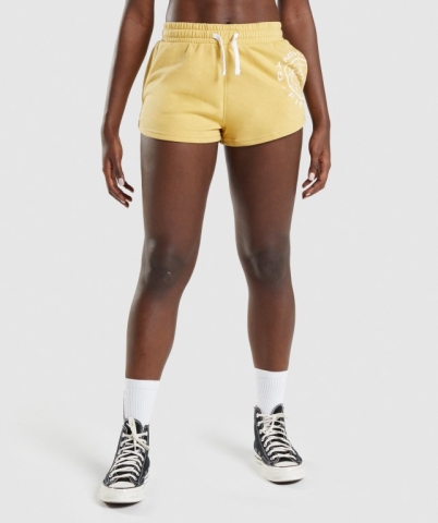 Gymshark Legacy Graphic Women's Shorts Yellow | UAE-03NQMC