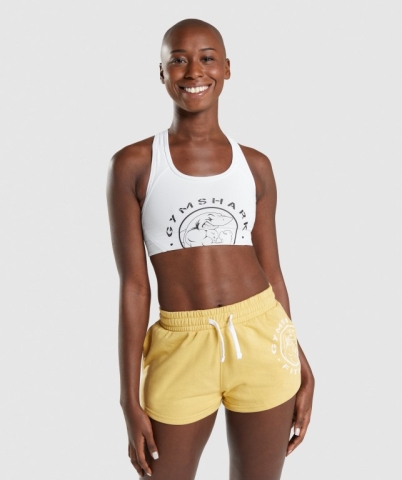 Gymshark Legacy Graphic Women's Sports Bra White | UAE-35EFNY