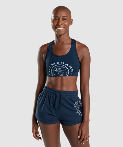 Gymshark Legacy Graphic Women's Sports Bra Navy | UAE-64FLGK