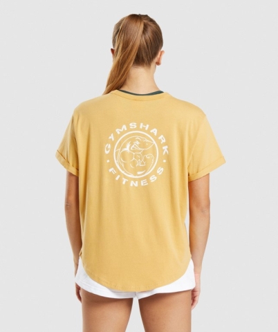 Gymshark Legacy Graphic Women's T Shirts Yellow | UAE-21XGCB