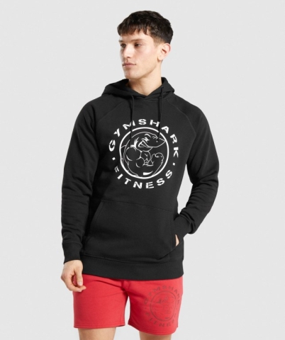 Gymshark Legacy Men's Hoodies Black / White | UAE-63YVZA