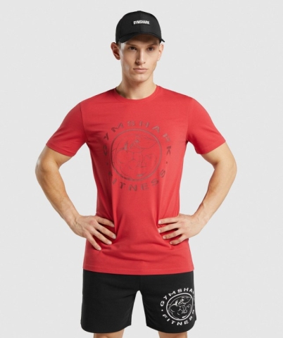 Gymshark Legacy Men's T Shirts Red | UAE-51SFMZ