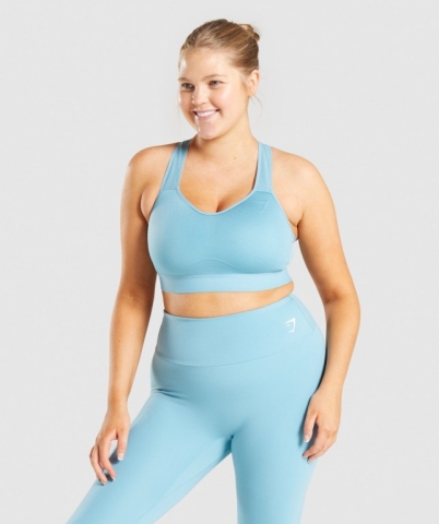 Gymshark Lightweight High Support Training Women's Sports Bra Light Blue | UAE-09EMYV