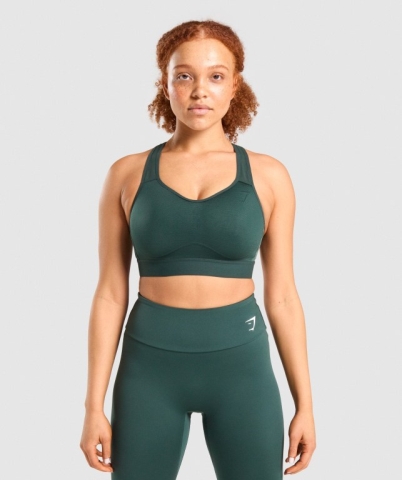 Gymshark Lightweight High Support Training Women's Sports Bra Dark Green | UAE-10OXEK