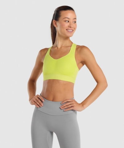 Gymshark Lightweight High Support Training Women's Sports Bra Yellow | UAE-14JZOG