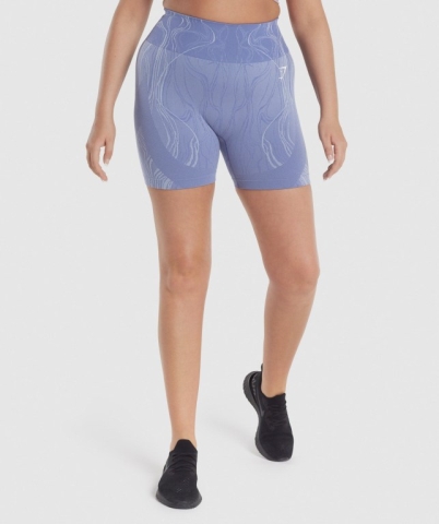 Gymshark Mercury Seamless Women's Shorts Blue | UAE-42CJFM