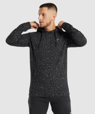 Gymshark Micro Print Men's Hoodies Black | UAE-32COIG