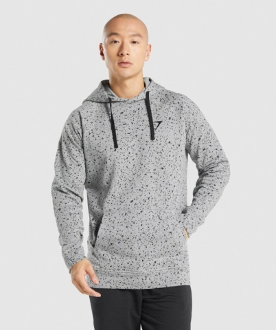 Gymshark Micro Print Men's Hoodies Light Grey | UAE-98SIZY