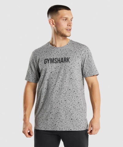 Gymshark Micro Print Men's T Shirts Light Grey | UAE-24IZMO