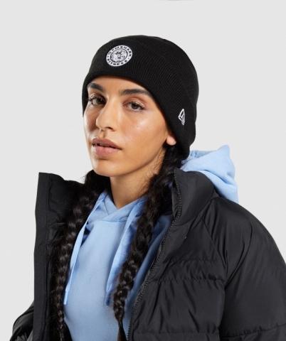 Gymshark New Era Legacy Cuff Knit Women's Headwear Black | UAE-89RQDT