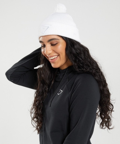 Gymshark New Era Mini Pom Men's Headwear White | UAE-46BIOG