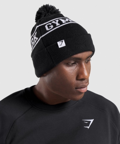 Gymshark New Era Tab Beanie Women's Headwear Black | UAE-43MBOA