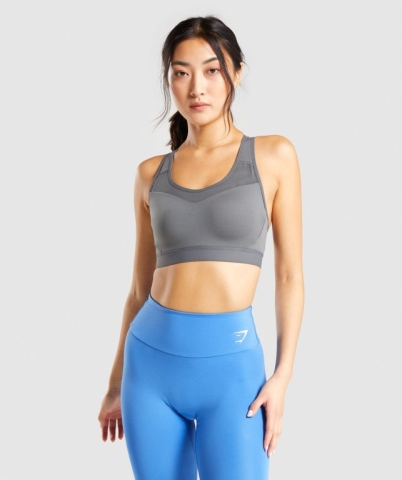 Gymshark Open Back Training Women's Sports Bra Grey | UAE-12TYVB